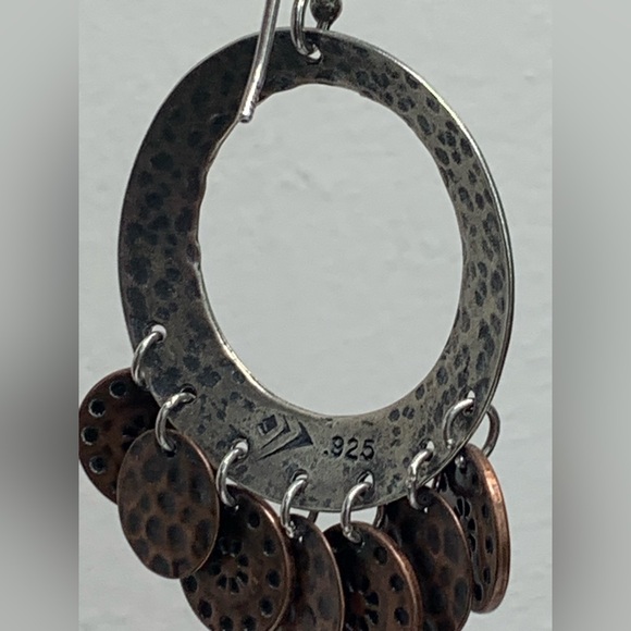 Silpada Vintage HTF Sterling Silver & Copper Coin ChaCha Hoop Frch Wire Earrings - Picture 11 of 14
